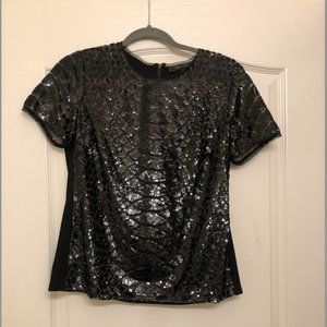 BCBGMaxAzria Black Sequin Top, Size Medium